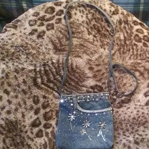 denim pocket crossbody purse
